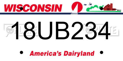 18UB234 Wisconsin License Plate