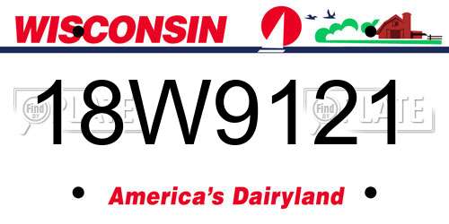 18W9121 Wisconsin License Plate