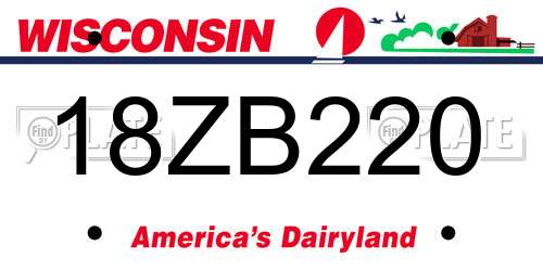 18ZB220 Wisconsin License Plate