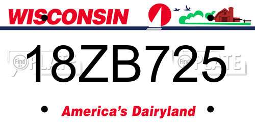 18ZB725 Wisconsin License Plate