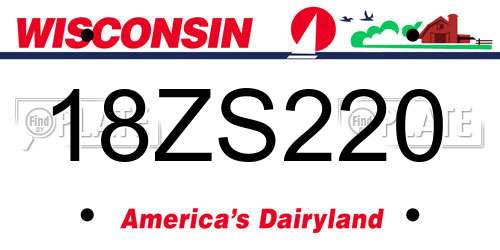 18ZS220 Wisconsin License Plate