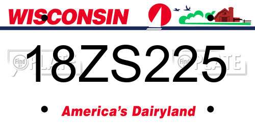 18ZS225 Wisconsin License Plate