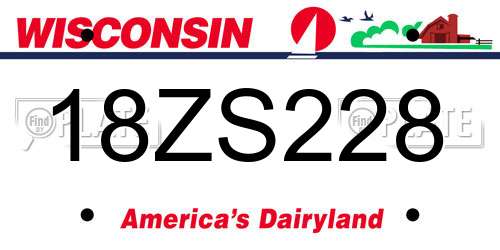 18ZS228 Wisconsin License Plate