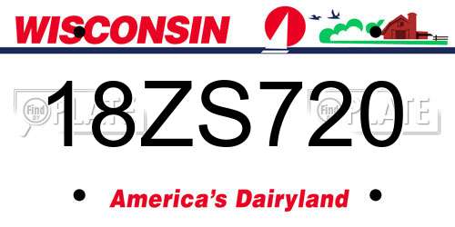 18ZS720 Wisconsin License Plate