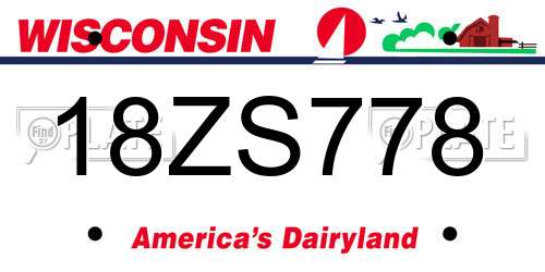 18ZS778 Wisconsin License Plate