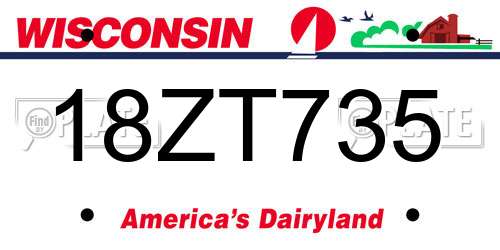 18ZT735 Wisconsin License Plate