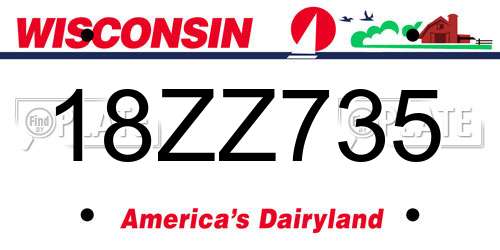 18ZZ735 Wisconsin License Plate