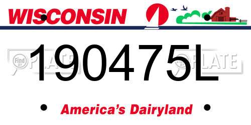 190475L Wisconsin License Plate