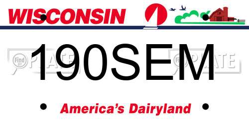 190SEM Wisconsin License Plate