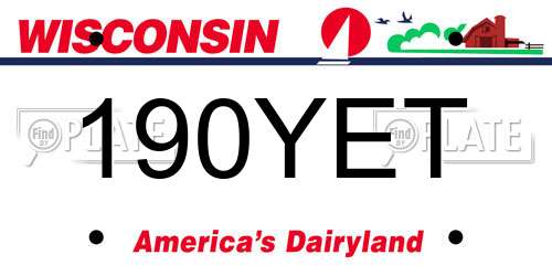 190YET Wisconsin License Plate