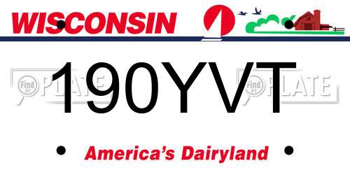 190YVT Wisconsin License Plate