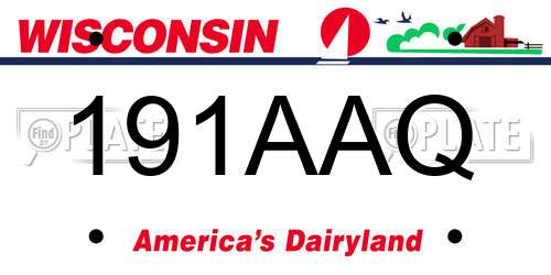 191AAQ Wisconsin License Plate