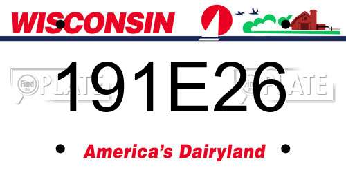 191E26 Wisconsin License Plate