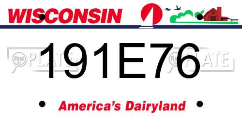 191E76 Wisconsin License Plate
