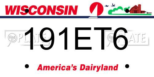 191ET6 Wisconsin License Plate