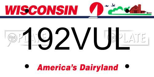 192VUL Wisconsin License Plate