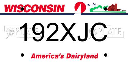 192XJC Wisconsin License Plate