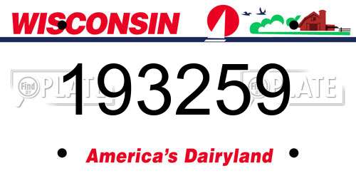 193259 Wisconsin License Plate