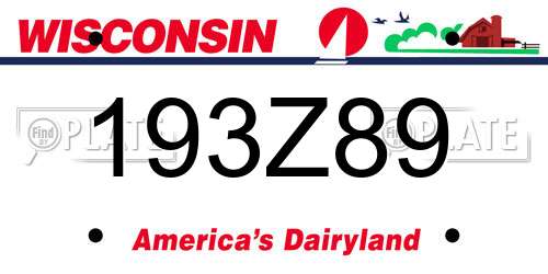 193Z89 Wisconsin License Plate
