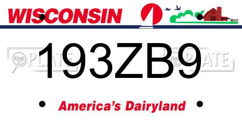 193ZB9 Wisconsin License Plate