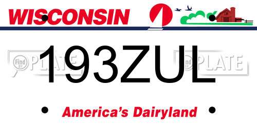 193ZUL Wisconsin License Plate