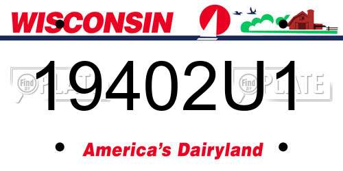 19402U1 Wisconsin License Plate