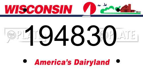 194830 Wisconsin License Plate