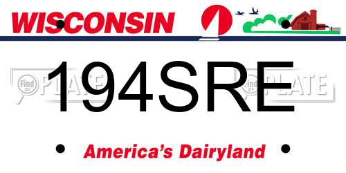 194SRE Wisconsin License Plate