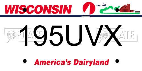 195UVX Wisconsin License Plate