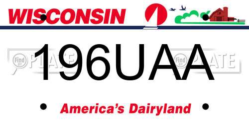 196UAA Wisconsin License Plate