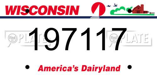 197117 Wisconsin License Plate