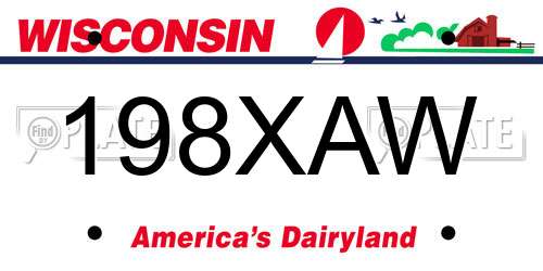198XAW Wisconsin License Plate