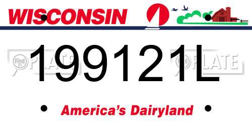 199121L Wisconsin License Plate