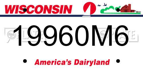 19960M6 Wisconsin License Plate