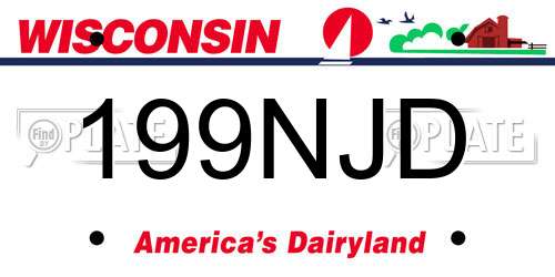 199NJD Wisconsin License Plate