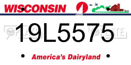 19L5575 Wisconsin License Plate