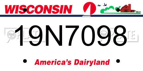 19N7098 Wisconsin License Plate