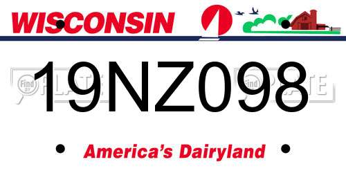 19NZ098 Wisconsin License Plate