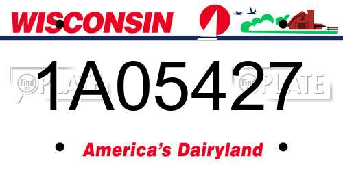 1A05427 Wisconsin License Plate