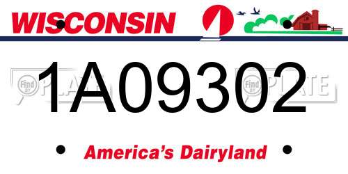 1A09302 Wisconsin License Plate