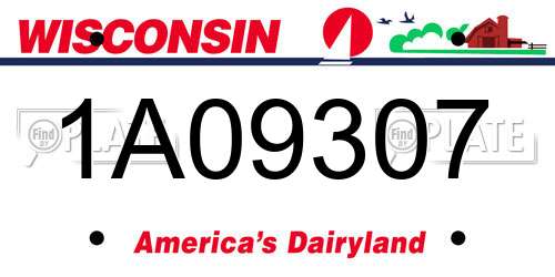 1A09307 Wisconsin License Plate