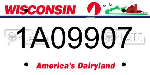 1A09907 Wisconsin License Plate