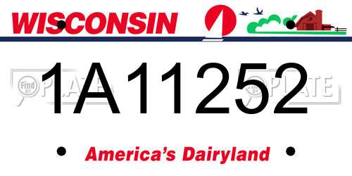 1A11252 Wisconsin License Plate