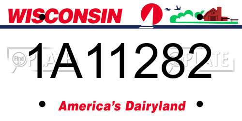 1A11282 Wisconsin License Plate
