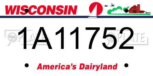 1A11752 Wisconsin License Plate