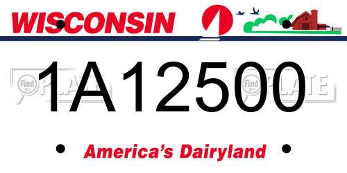 1A12500 Wisconsin License Plate