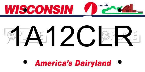 1A12CLR Wisconsin License Plate