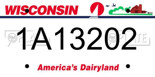 1A13202 Wisconsin License Plate