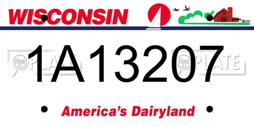 1A13207 Wisconsin License Plate