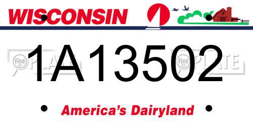 1A13502 Wisconsin License Plate